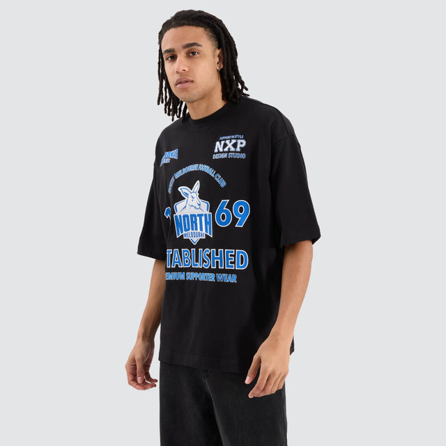 North Melbourne Kangaroos AFL Mega Loop Back Tee Jet Black