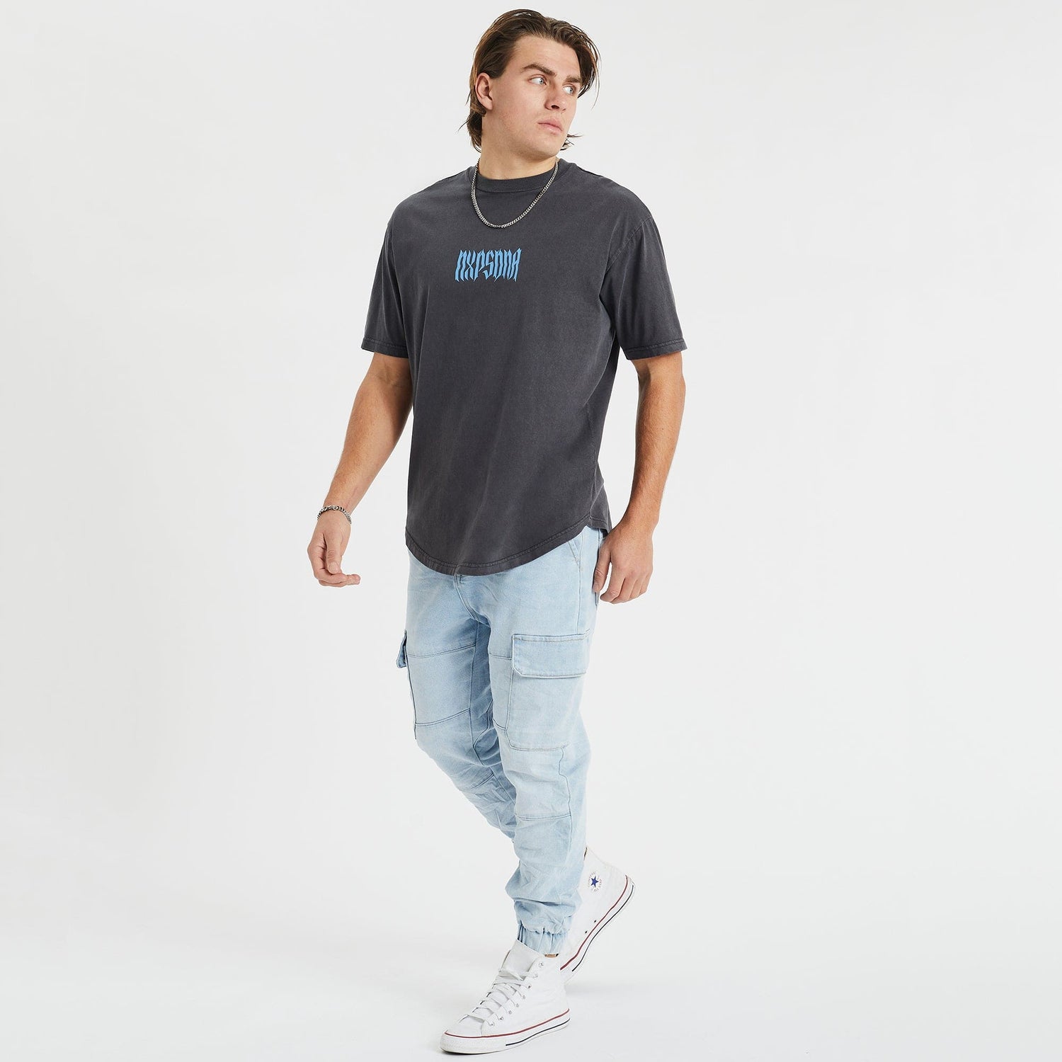 Odessa Heavy Box Fit Scoop T-Shirt Pigment Asphalt