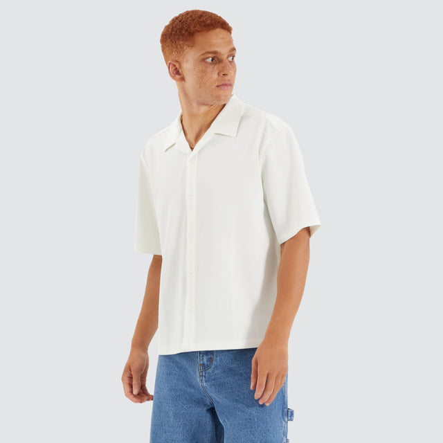 Operator Box Cropped Resort Shirt Off White