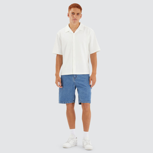 Operator Box Cropped Resort Shirt Off White