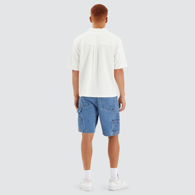 Operator Box Cropped Resort Shirt Off White