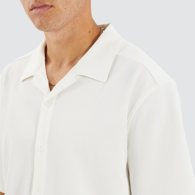 Operator Box Cropped Resort Shirt Off White