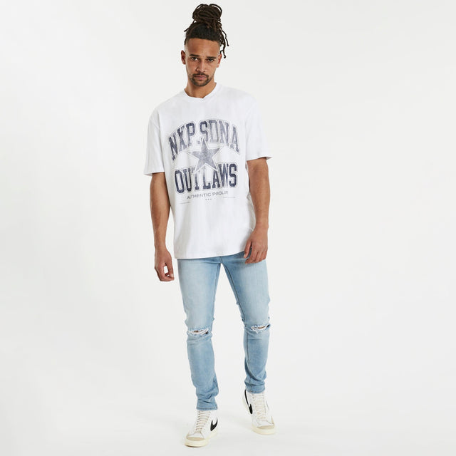 Outlaws Box Fit Scoop T-Shirt White