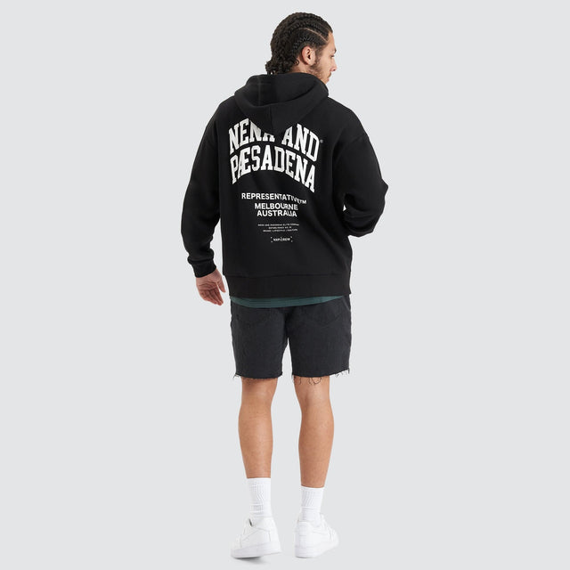 Overtaking Relaxed Hooded Zip-up Jumper Jet Black