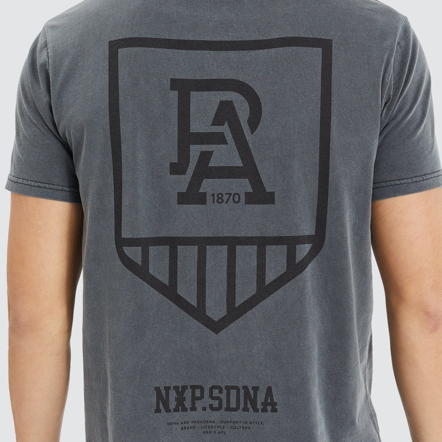 Port Adelaide Cape Back T-Shirt Pigment Charcoal