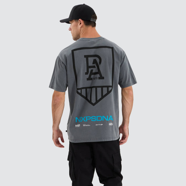 Port Adelaide Power AFL Box Fit Tee Pigment Charcoal