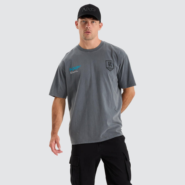 Port Adelaide Power AFL Box Fit Tee Pigment Charcoal