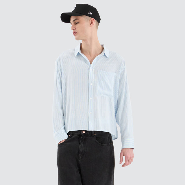 Progress Cube Longsleeve Shirt Blue Pinstripe