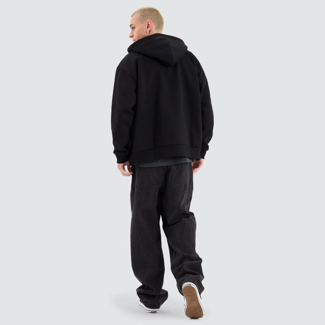Rosthern Relaxed Zip Through Hoodie Jet Black