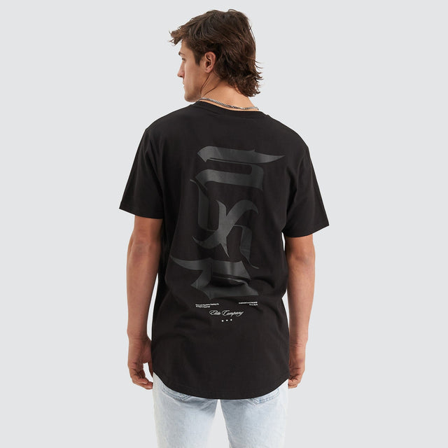 Scripted Cape Back T-Shirt Jet Black