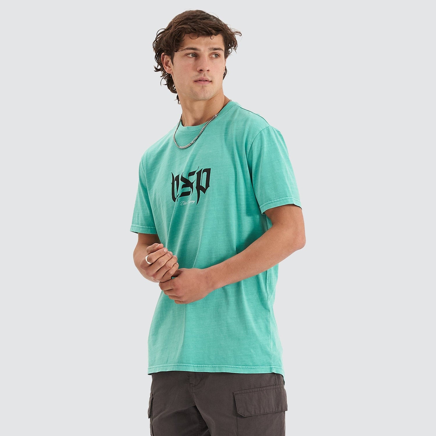 Scripted Cape Back T-Shirt Pigment Mint Green