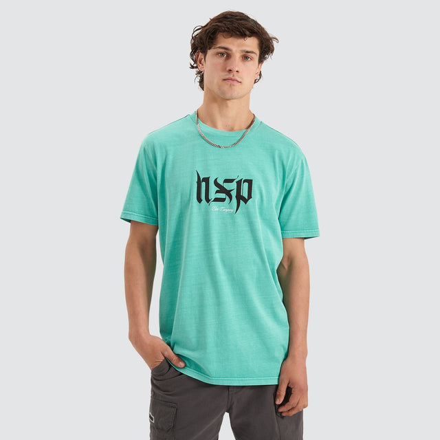 Scripted Cape Back T-Shirt Pigment Mint Green