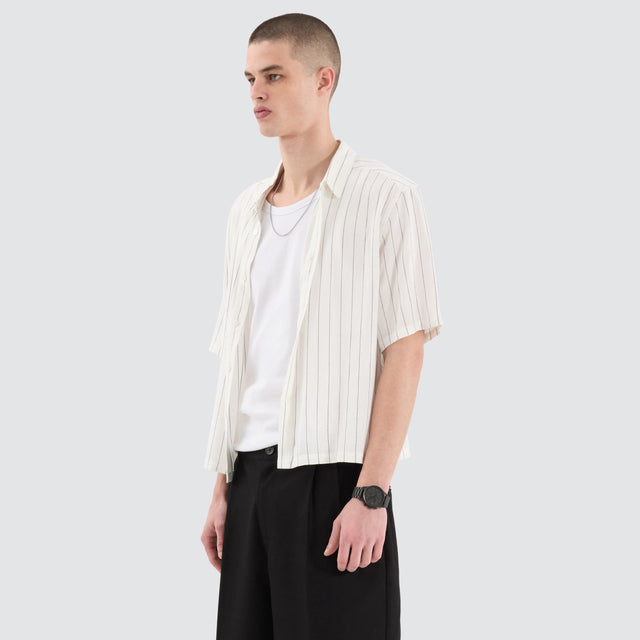 Sequence Cube Shortsleeve Shirt Black Pinstripe