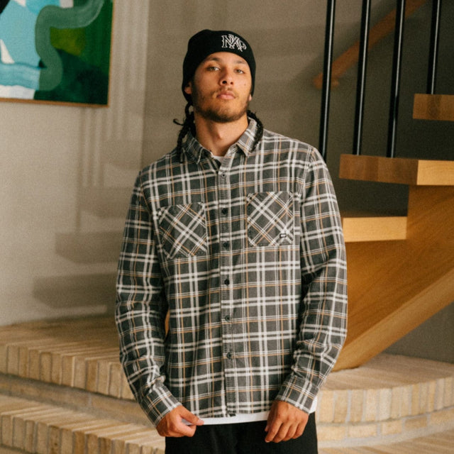 South Elevation Casual Long Sleeve Shirt Anthracite/White Check