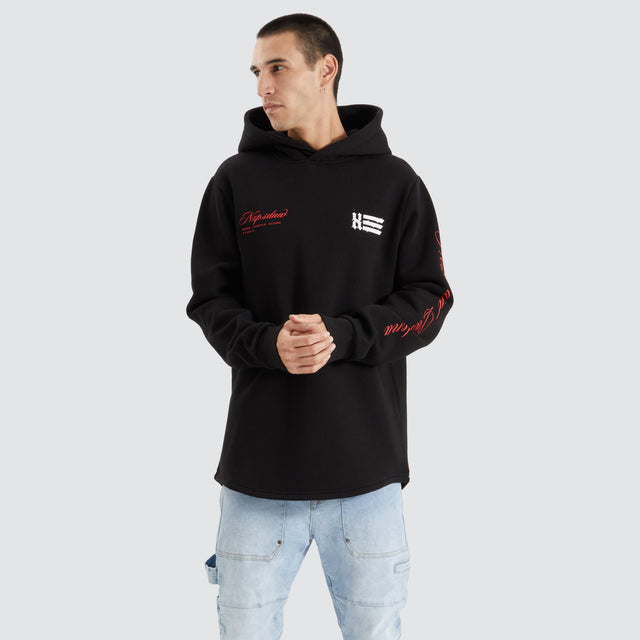 Sutton Hooded Dual Curved Sweater Jet Black