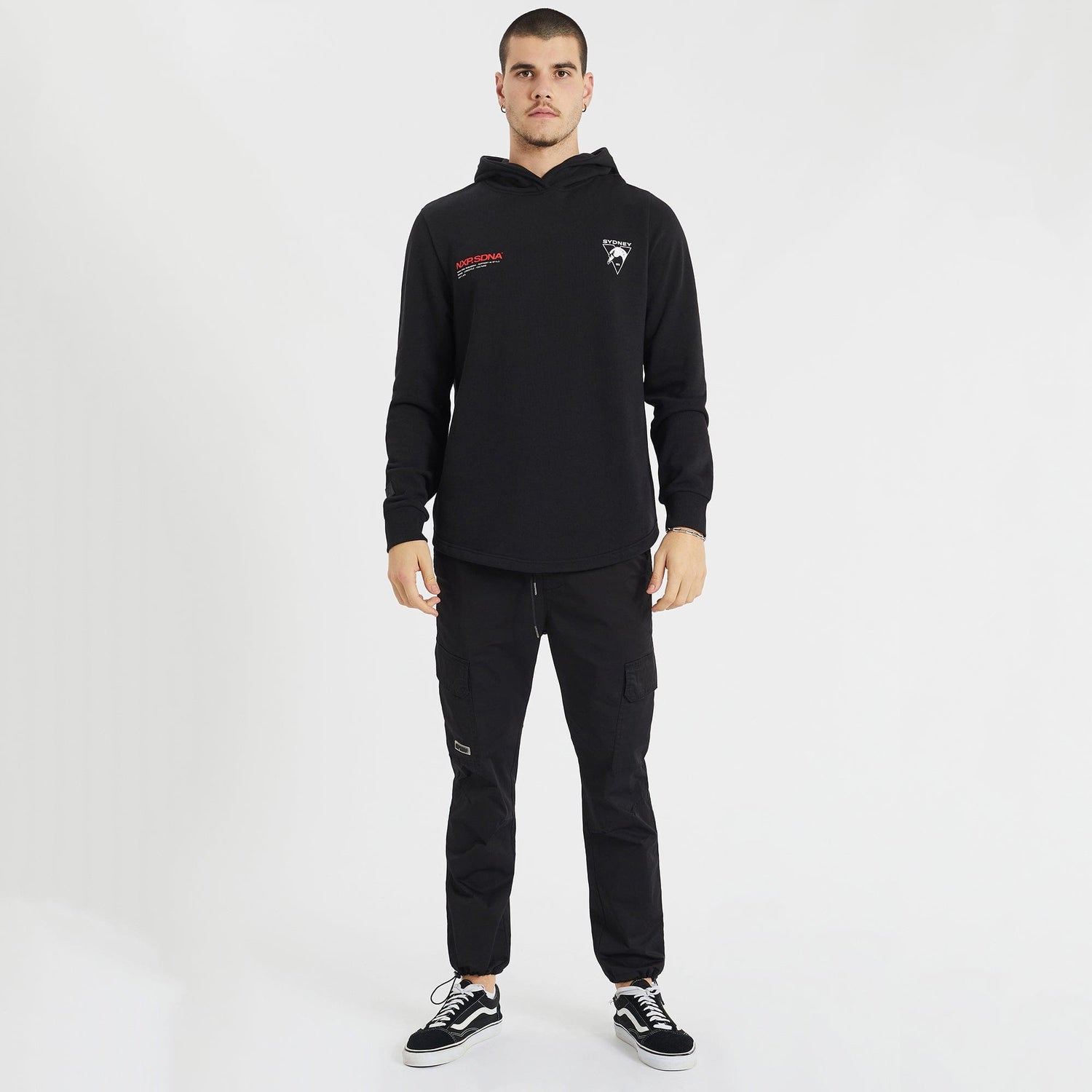 Sydney Swans Curved Hem Hoodie Jet Black