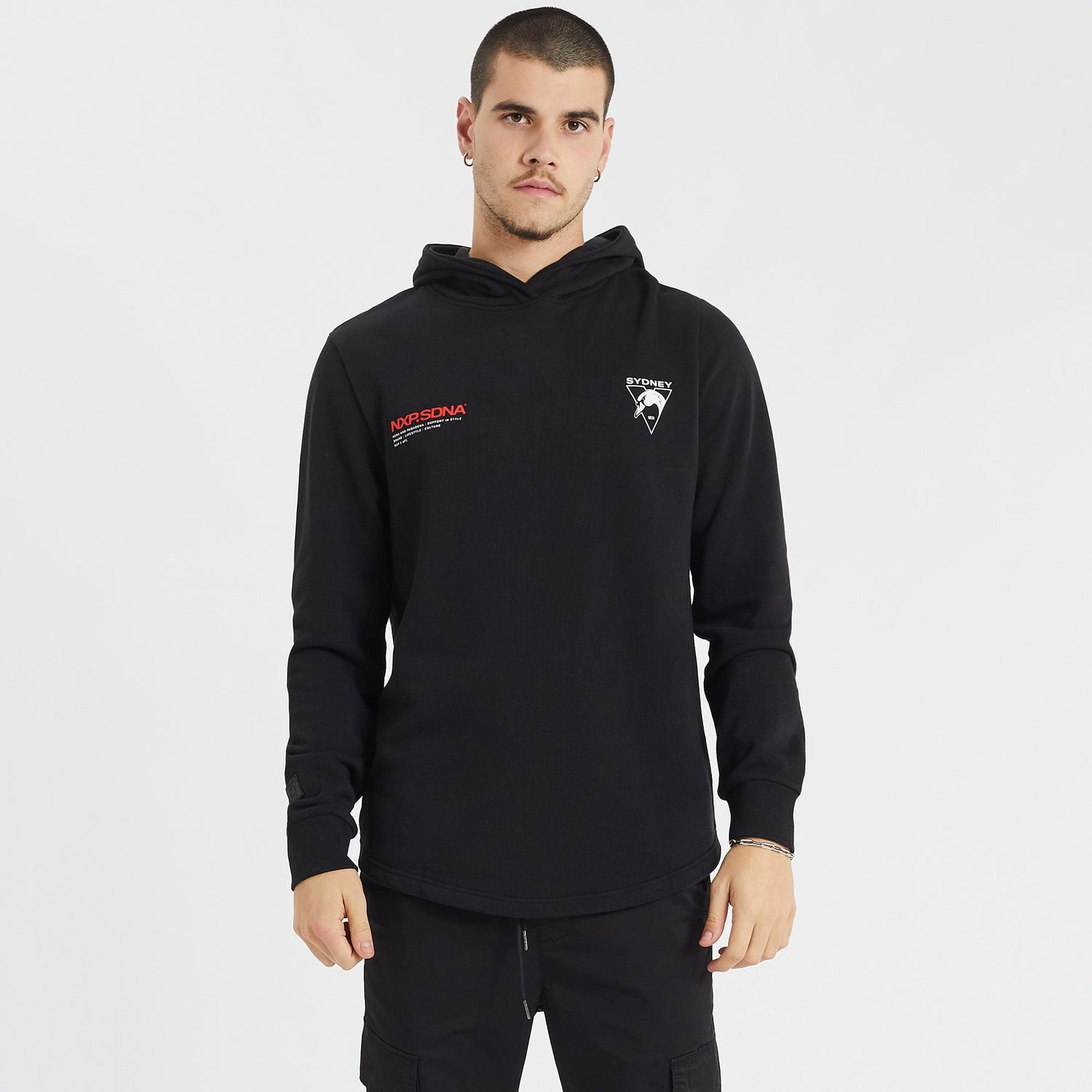 Sydney Swans Curved Hem Hoodie Jet Black