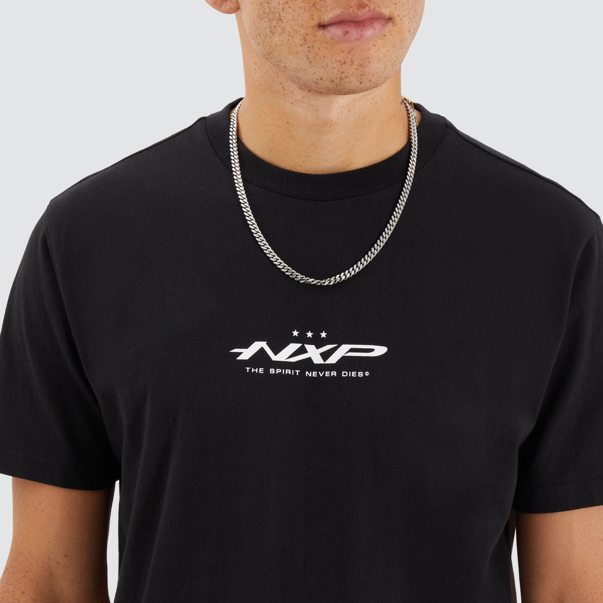 Tranquil Dual Curved Tee in Jet Black | NXP