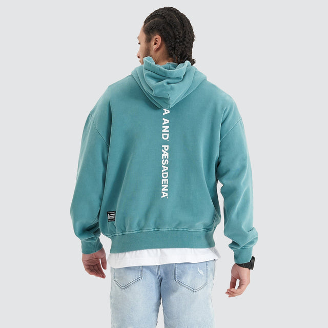 Umpire Heavy Box Fit Hooded Sweater Pigment Teal