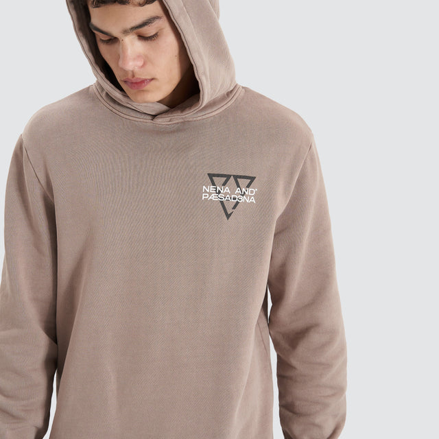 Void Hooded Dual Curved Sweater Pigment Bark