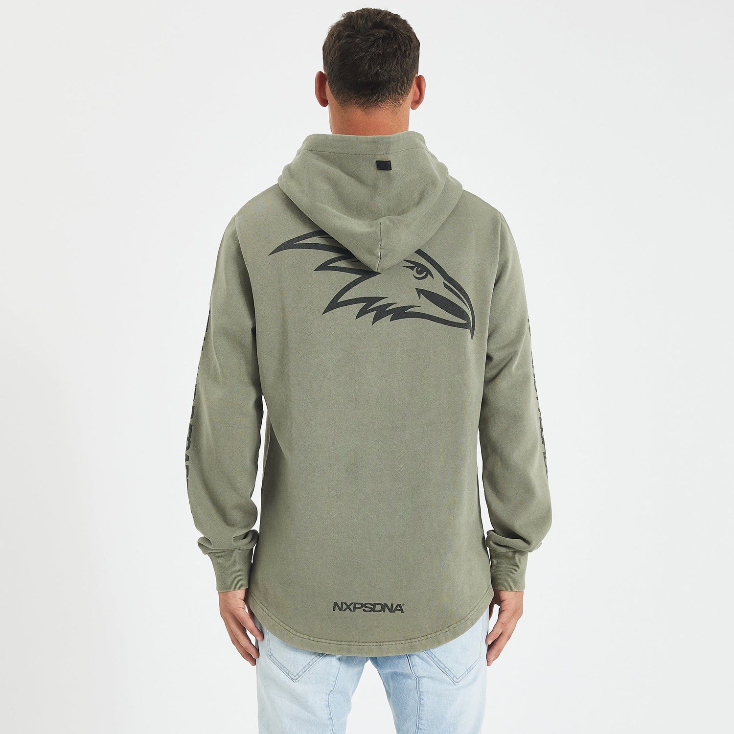 Adelaide Crows Curved Hem Hoodie Pigment Khaki