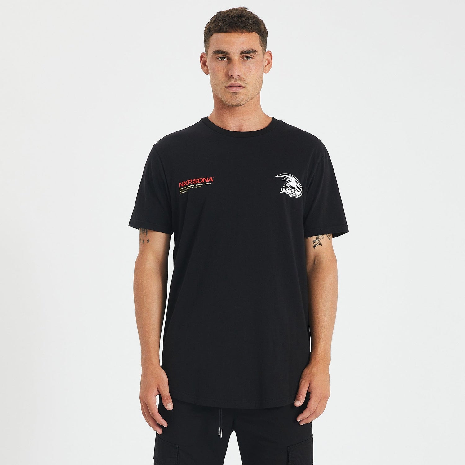 Adelaide Crows Curved Hem T-Shirt Jet Black
