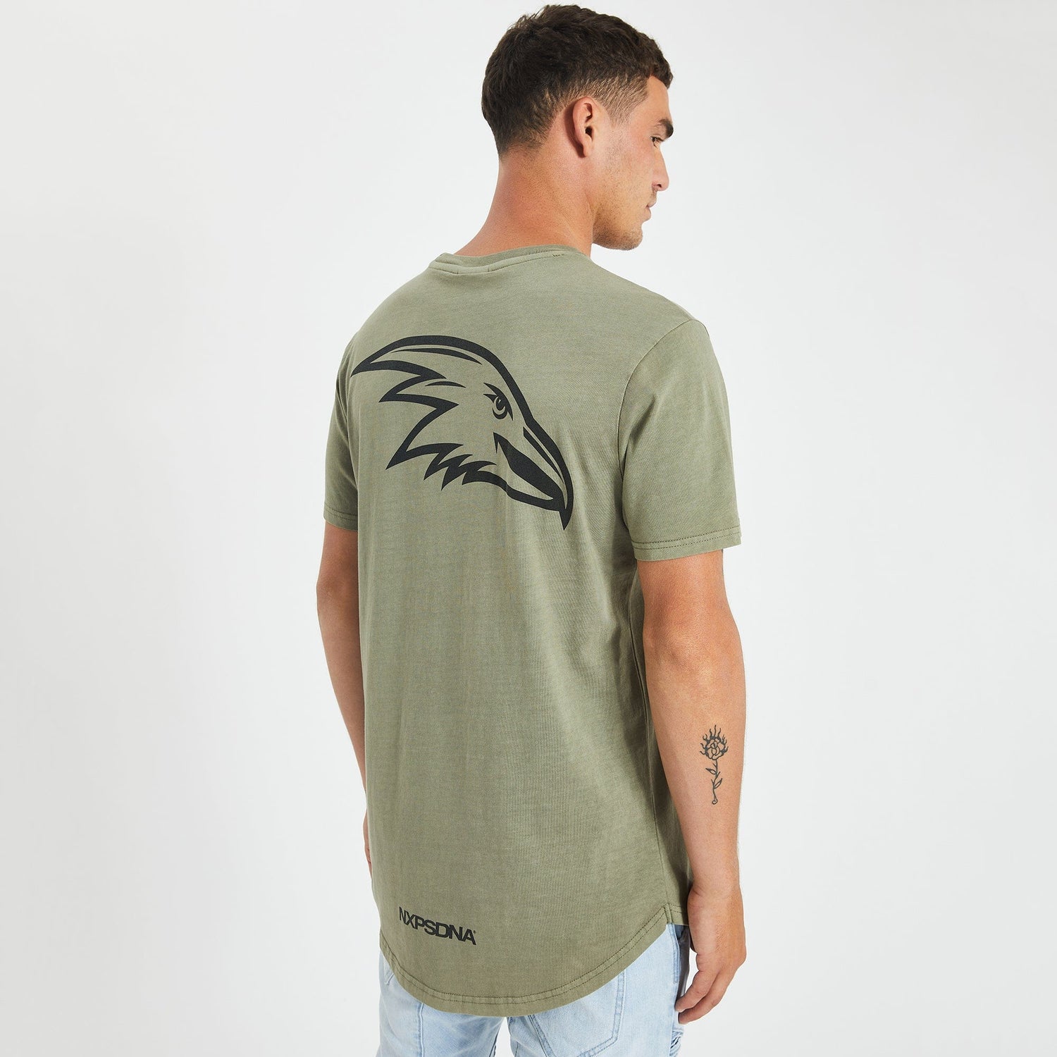 Adelaide Crows Curved Hem T-Shirt Pigment Khaki