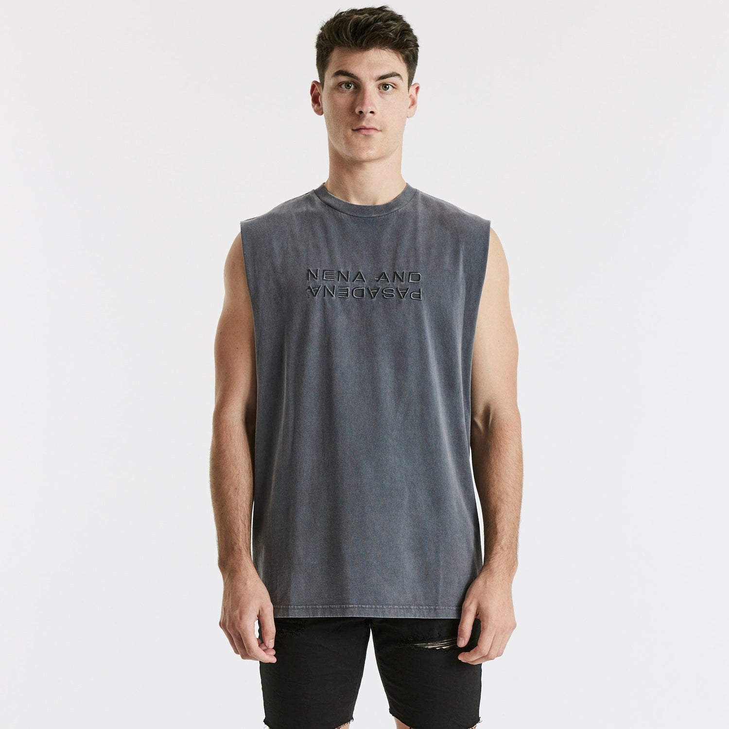 Apart Relaxed Muscle Tee Mineral Asphalt