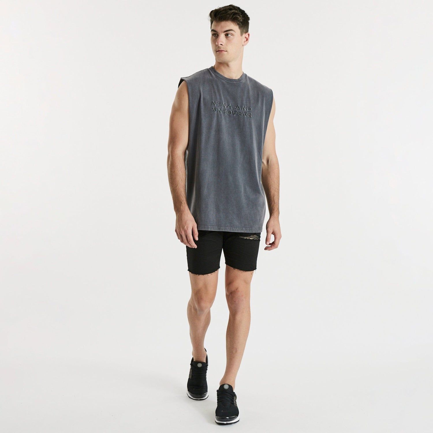 Apart Relaxed Muscle Tee Mineral Asphalt