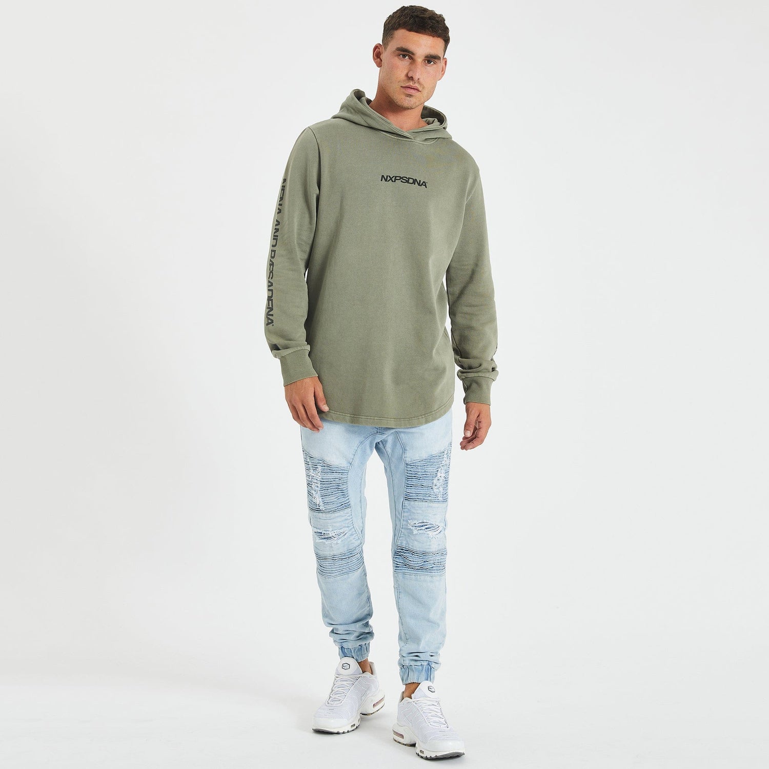 Brisbane Lions Curved Hem Hoodie Pigment Khaki