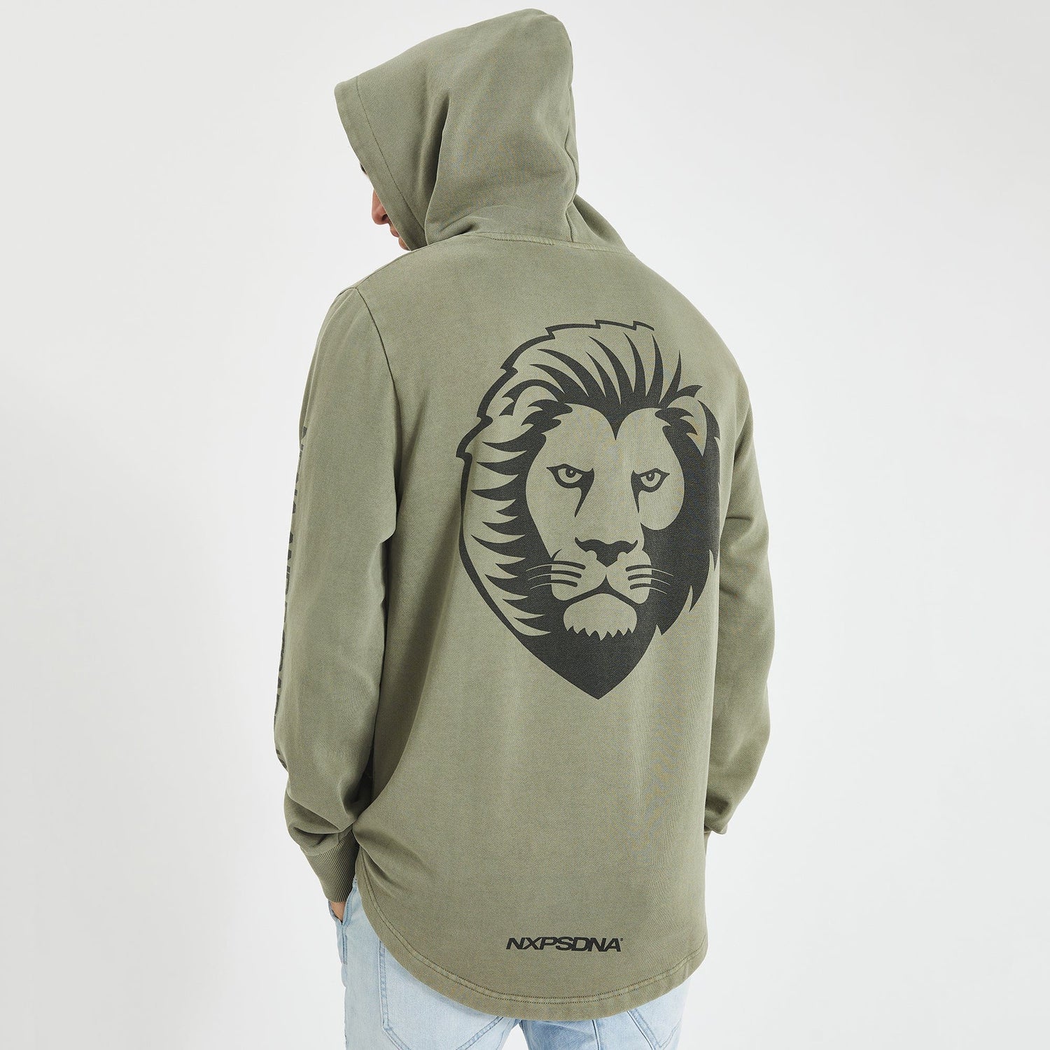 Brisbane Lions Curved Hem Hoodie Pigment Khaki