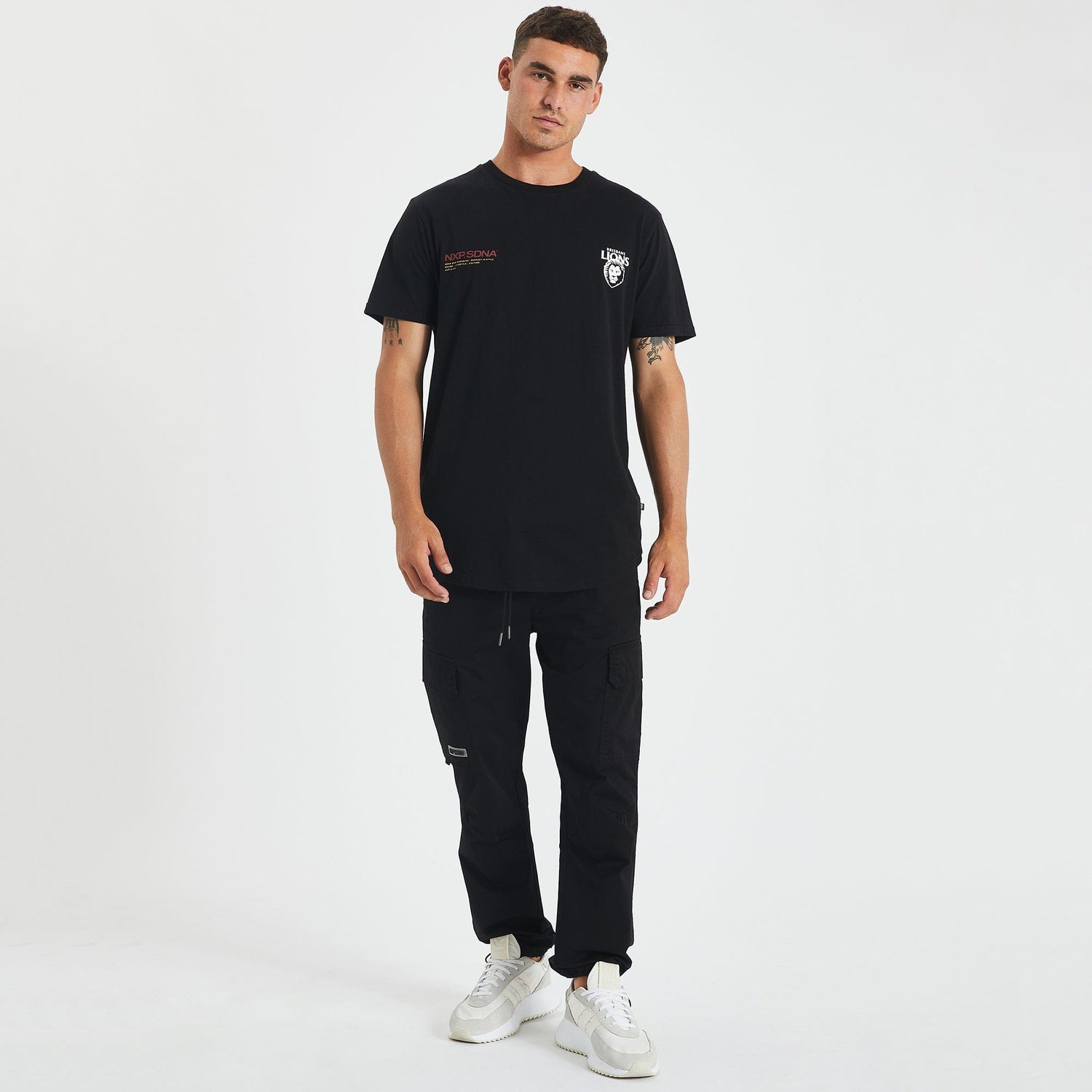 Brisbane Lions Curved Hem T-Shirt Jet Black