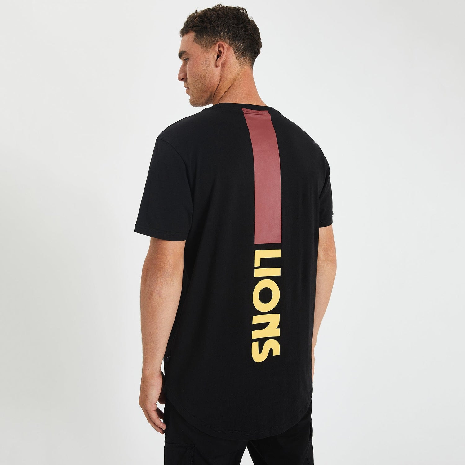 Brisbane Lions Curved Hem T-Shirt Jet Black