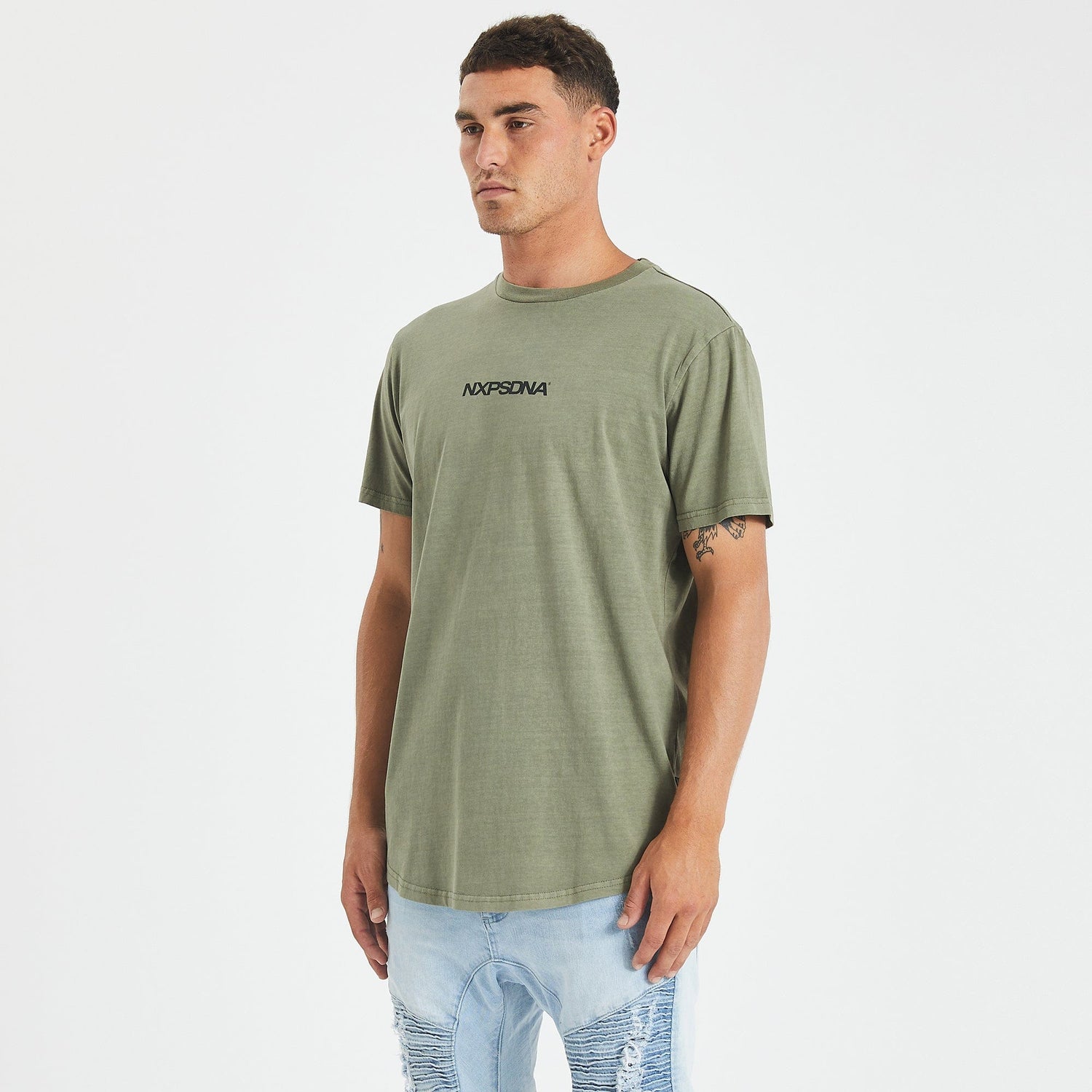 Brisbane Lions Curved Hem T-Shirt Pigment Khaki