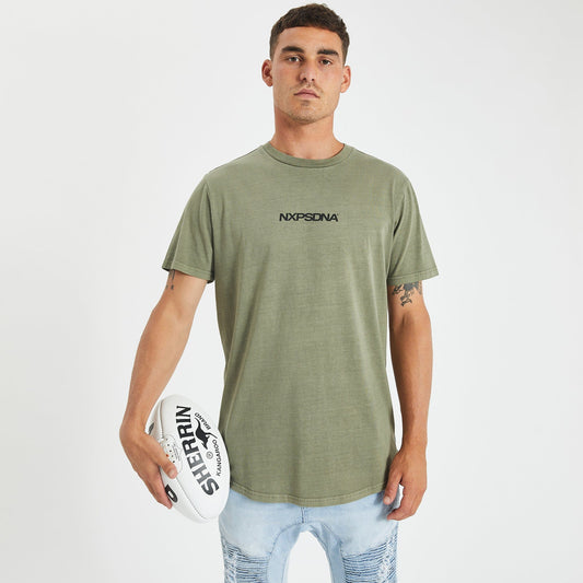 Brisbane Lions Curved Hem T-Shirt Pigment Khaki