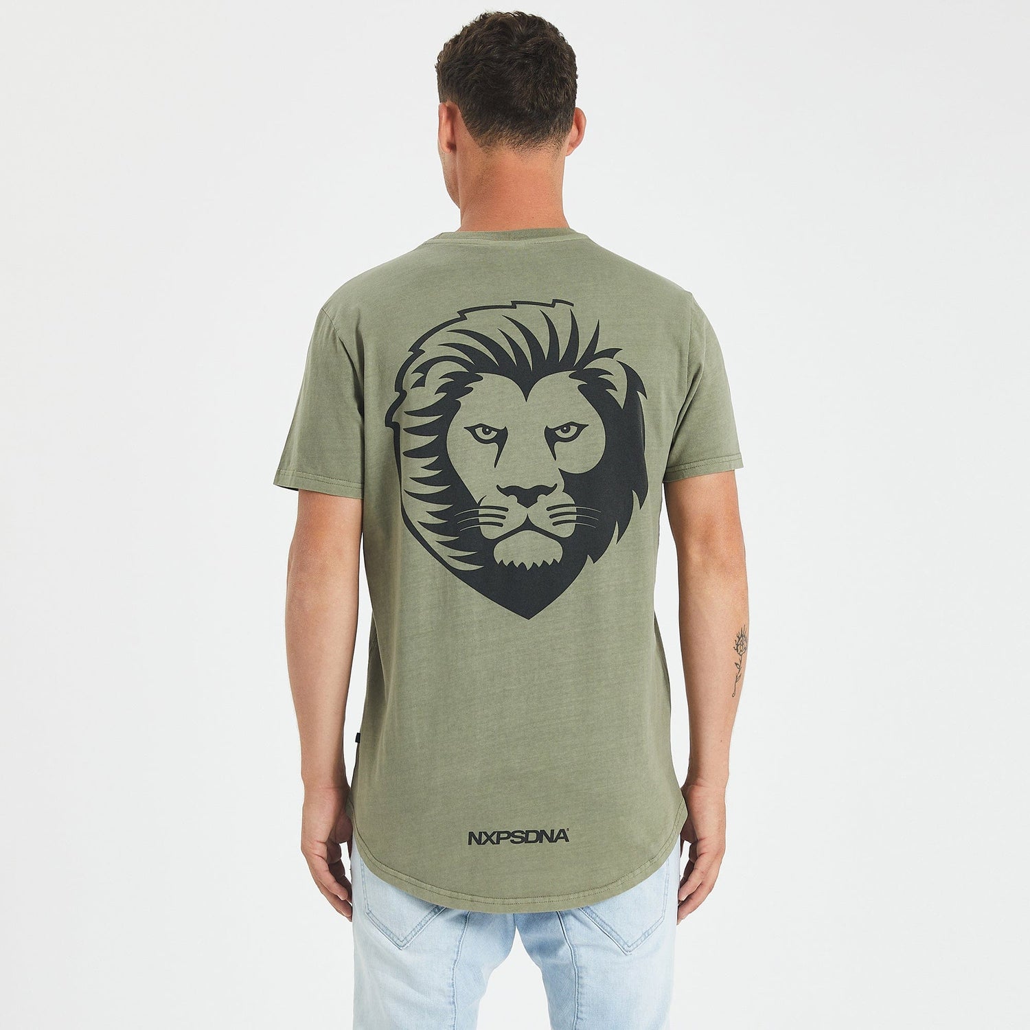 Brisbane Lions Curved Hem T-Shirt Pigment Khaki