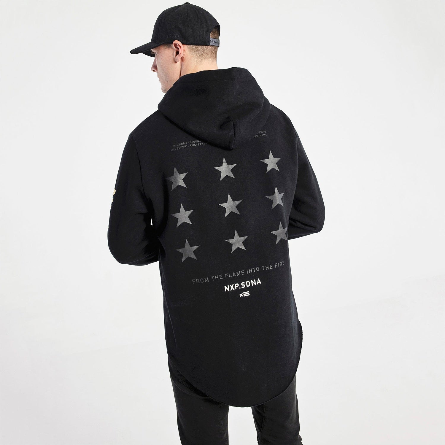 Catastrophy Dual Curved Hoodie Jet Black