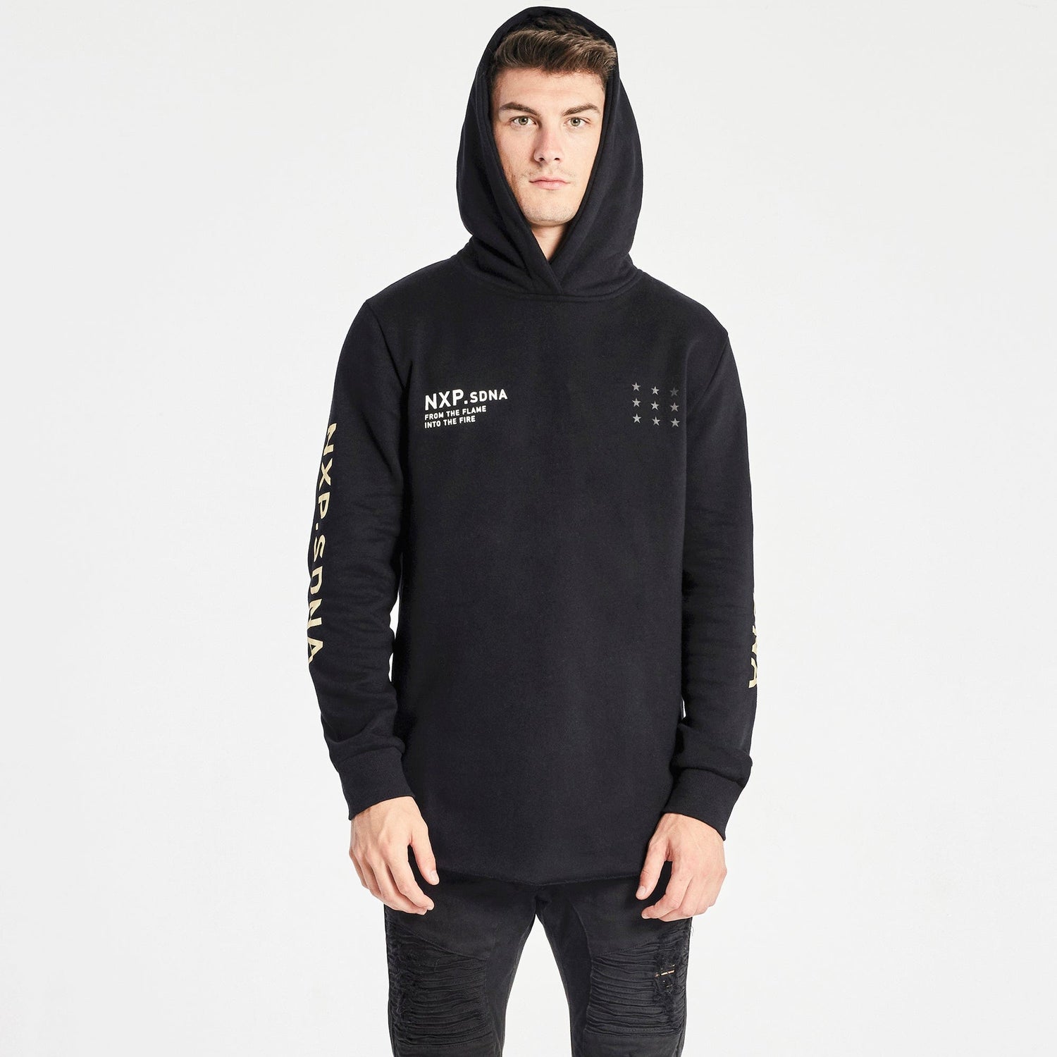 Catastrophy Dual Curved Hoodie Jet Black