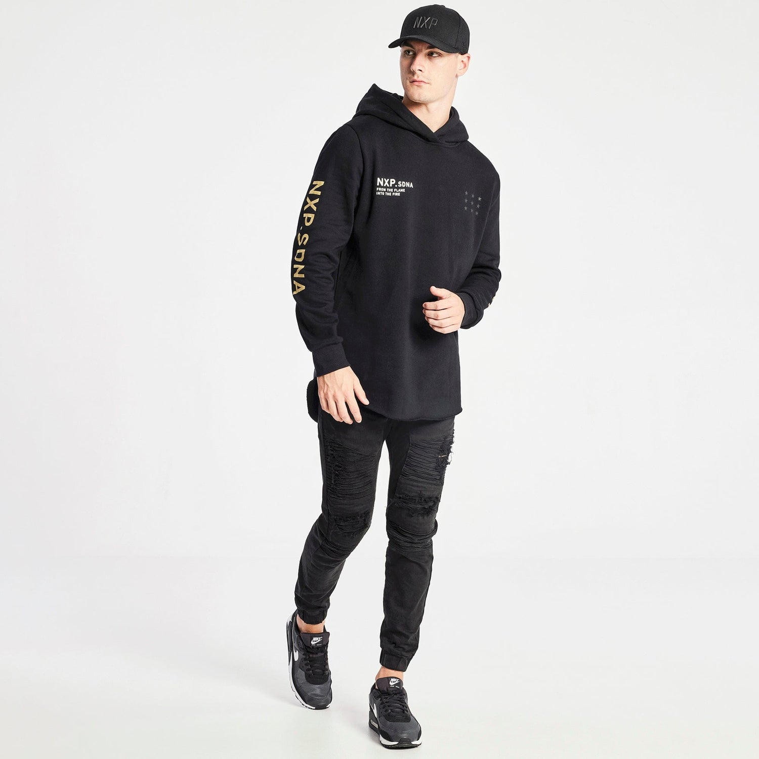 Catastrophy Dual Curved Hoodie Jet Black