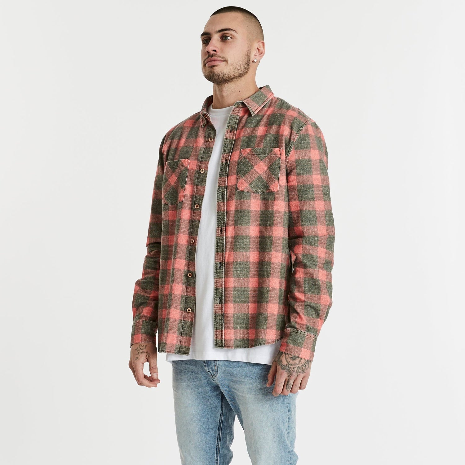 Charge Casual Long Sleeve Shirt Black/Red Check