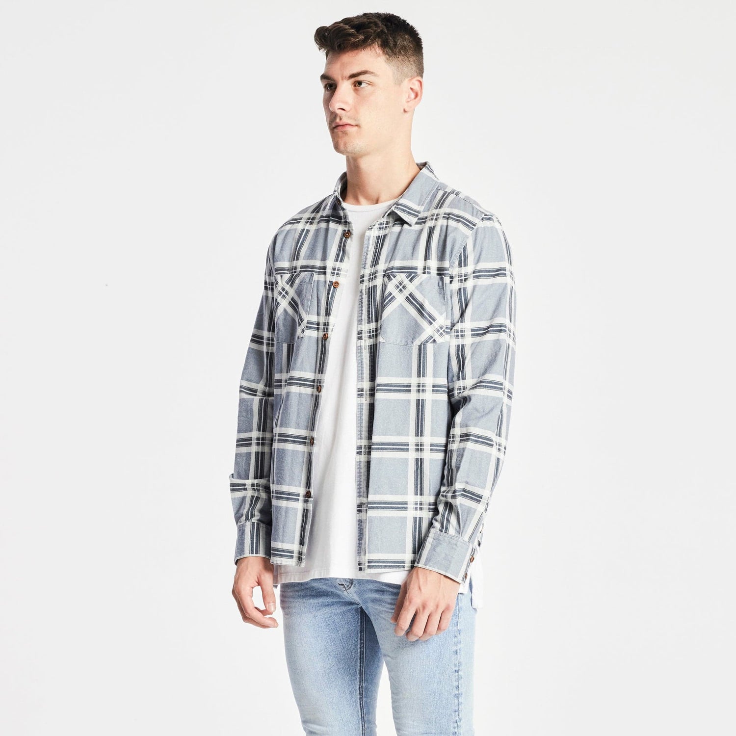 Charge Casual Long Sleeve Shirt Blue/Sand/White Check