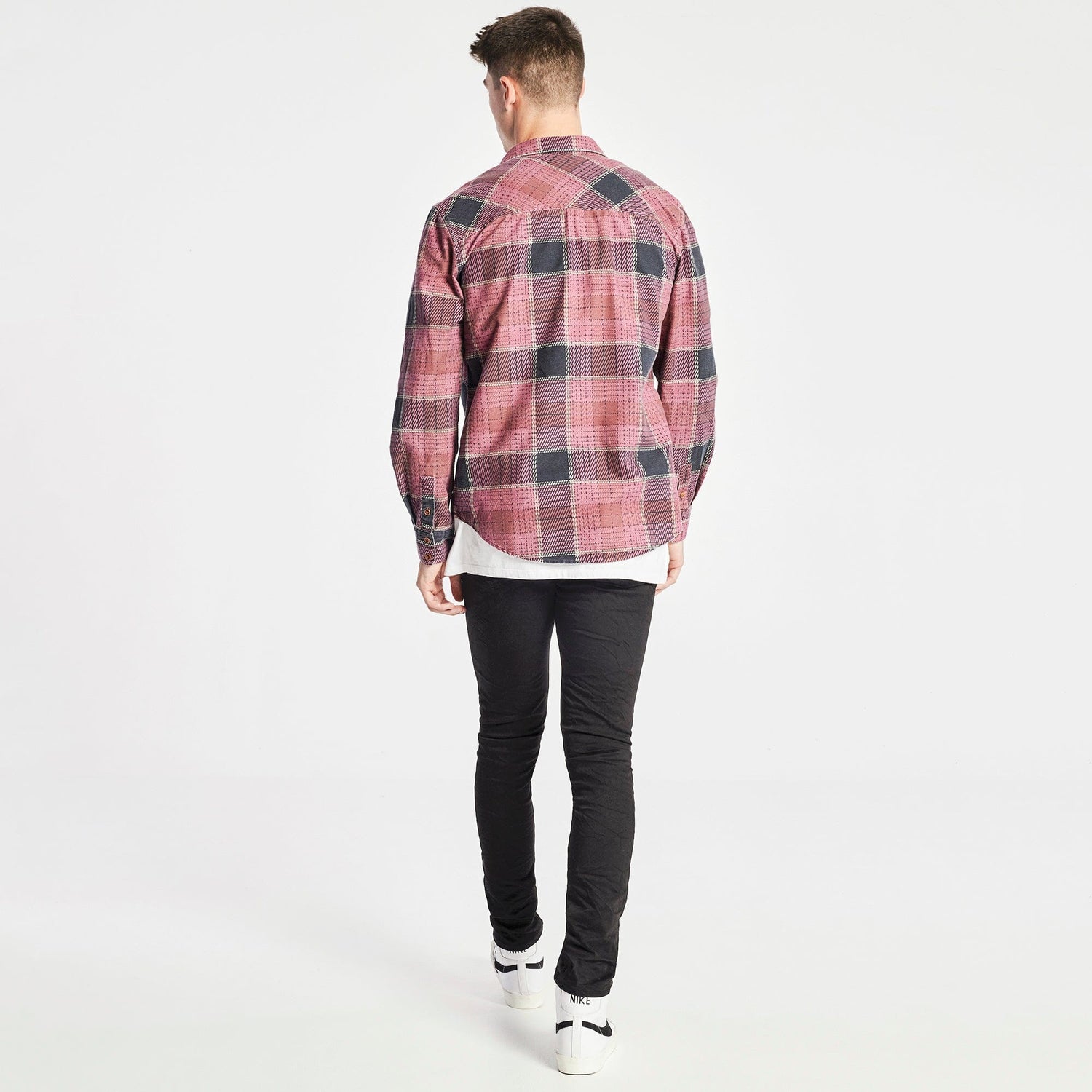 Charge Casual Long Sleeve Shirt Burgandy/Black Check