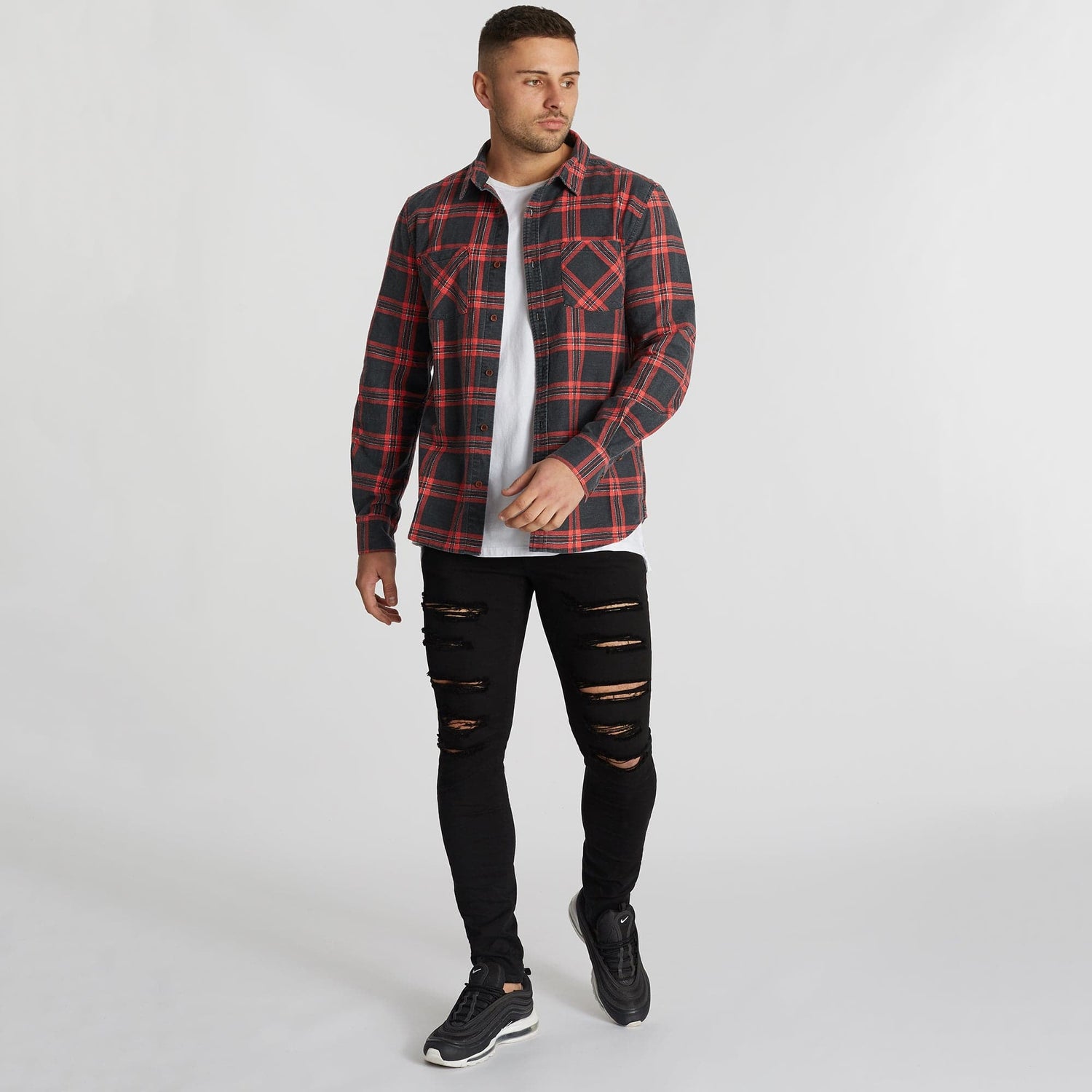 Charge Casual Longsleeve Shirt Black/Red Check
