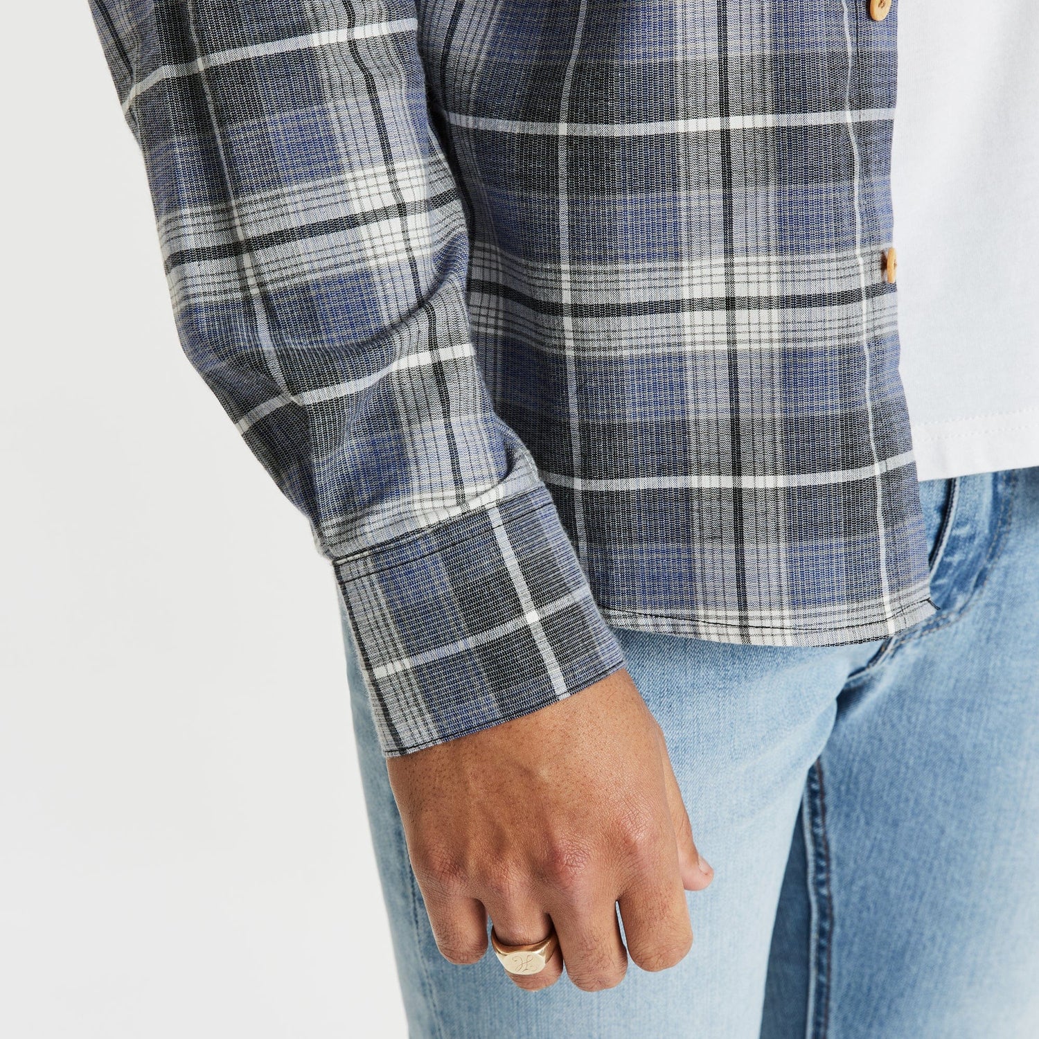Charge Cord Casual Long Sleeve Shirt Blue/Black Check
