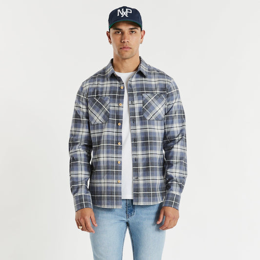 Charge Cord Casual Long Sleeve Shirt Blue/Black Check