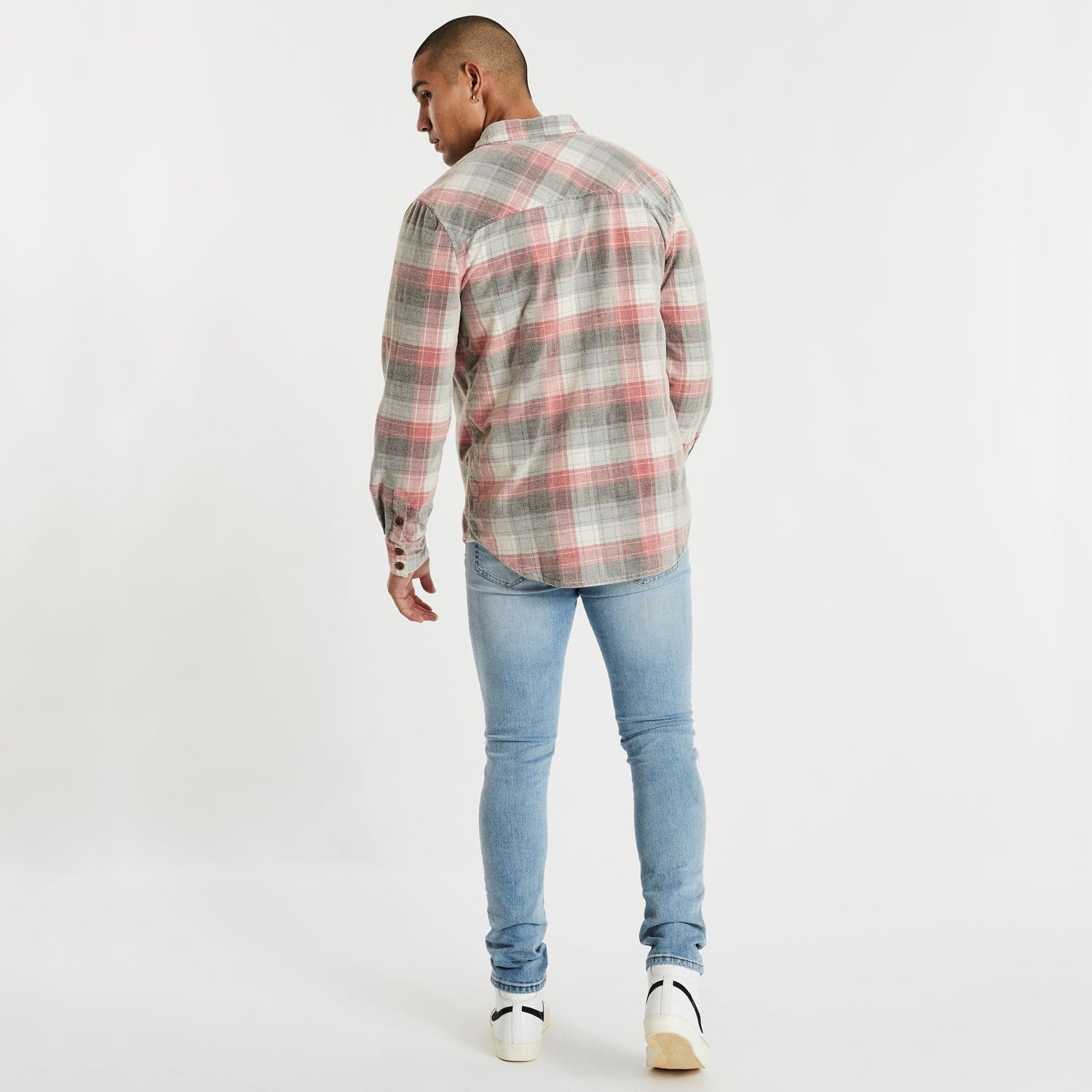 Charge Cord Casual Long Sleeve Shirt Red Check