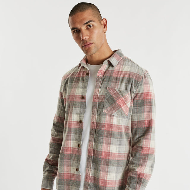 Charge Cord Casual Long Sleeve Shirt Red Check
