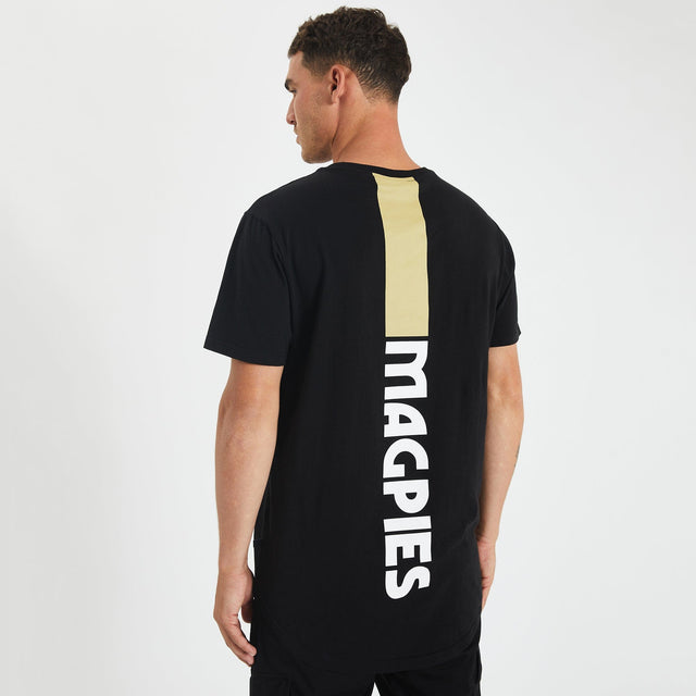 Collingwood Magpies Curved Hem T-Shirt Jet Black