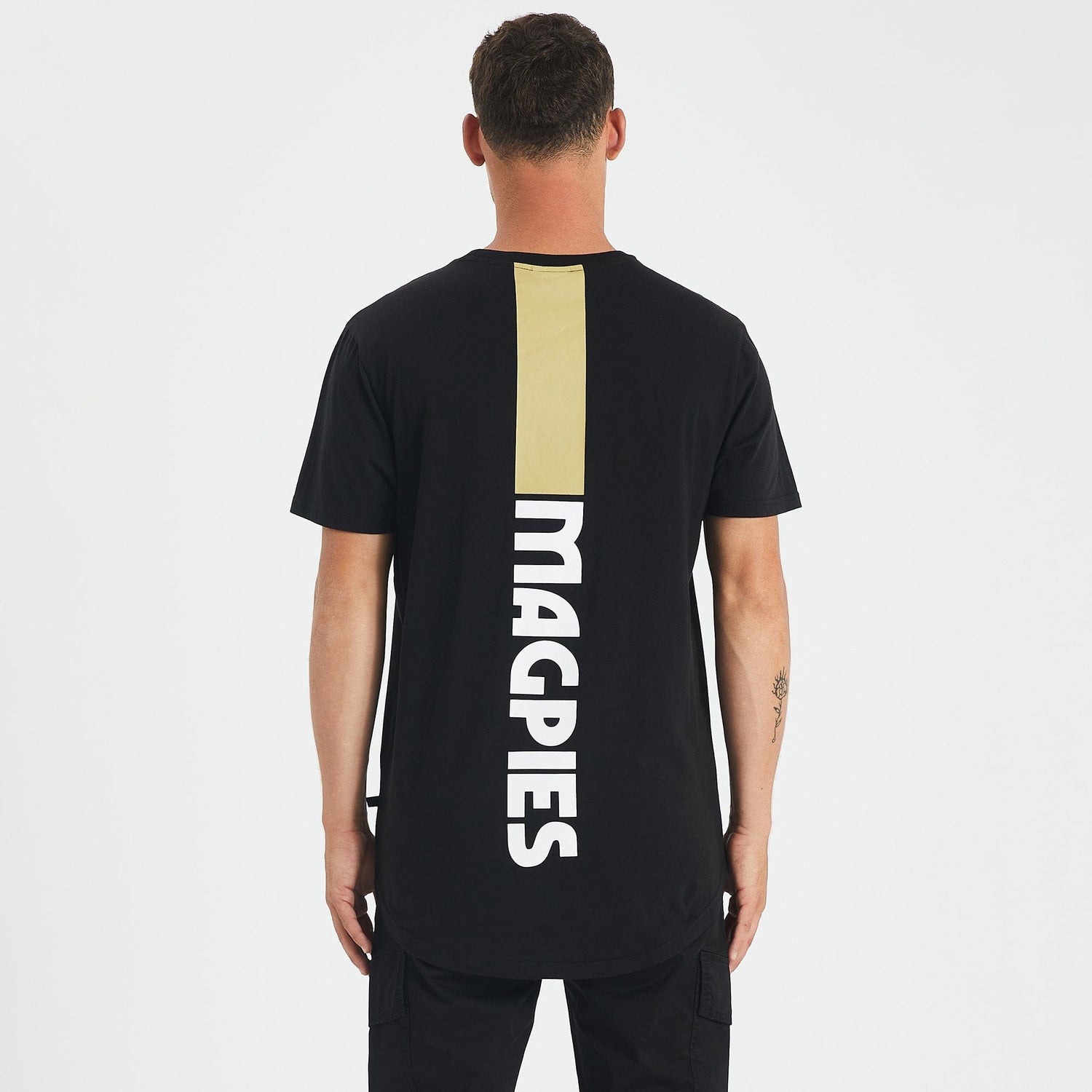 Collingwood Magpies Curved Hem T-Shirt Jet Black
