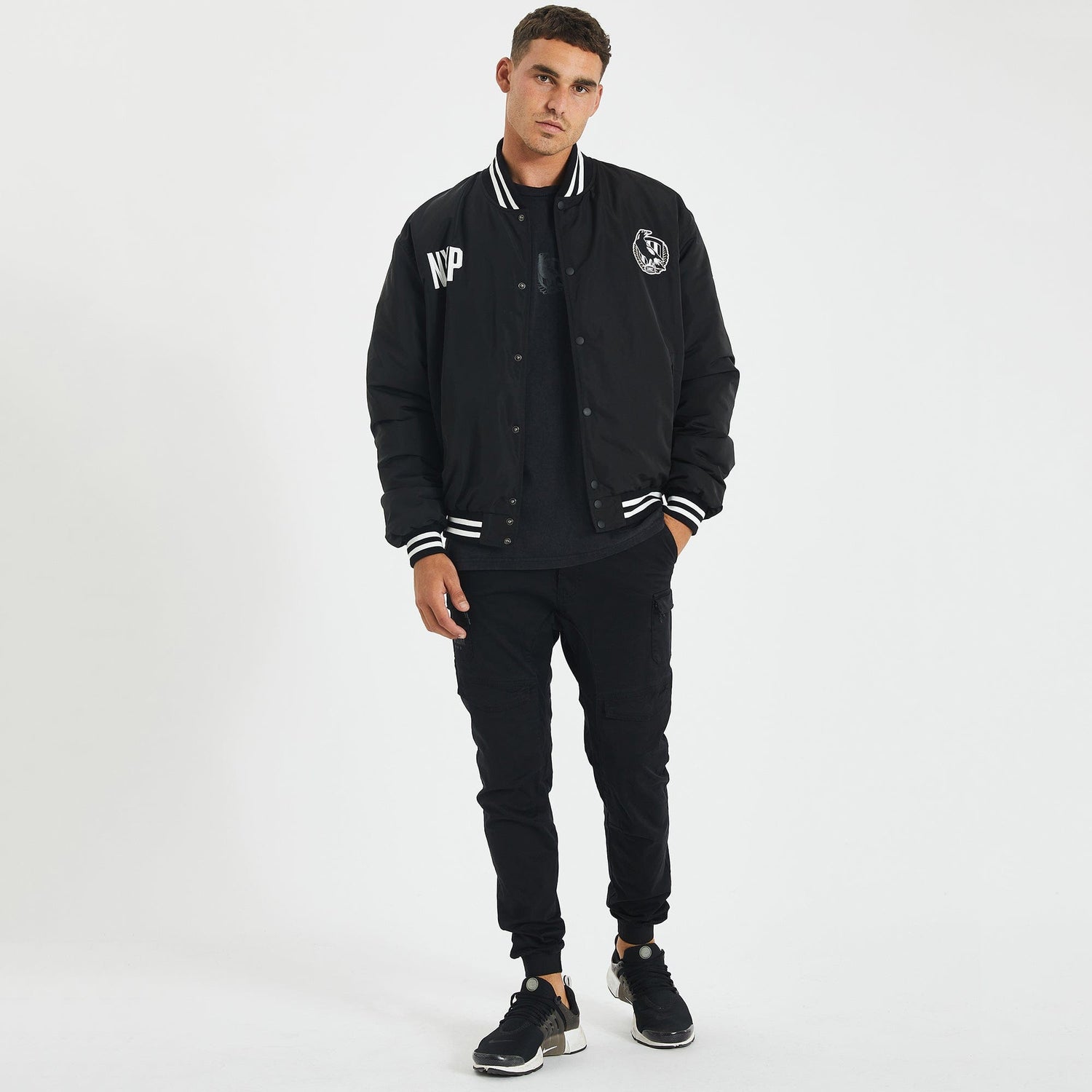 Collingwood Magpies Varsity Jacket Black